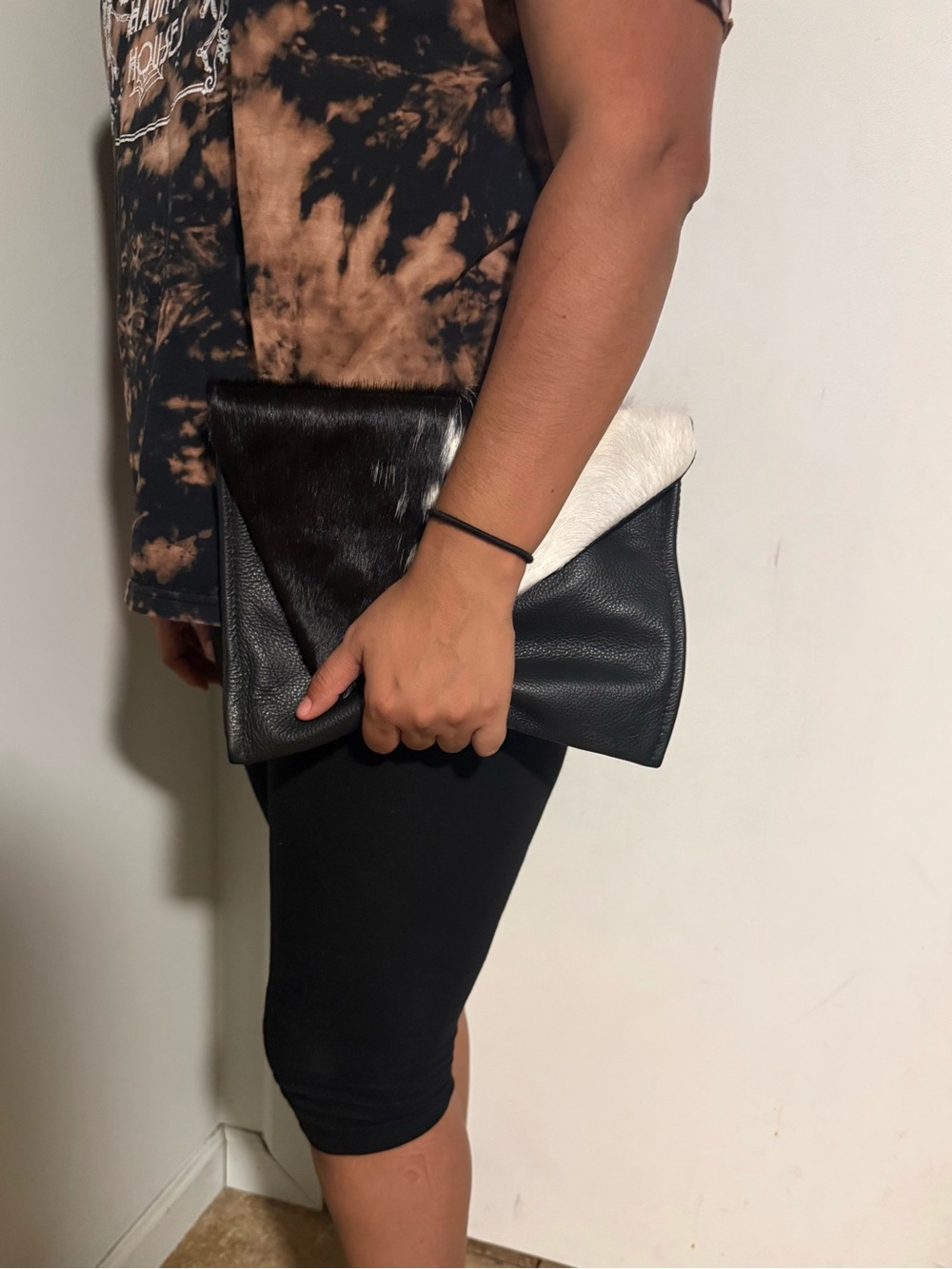 Beaudin Cowhide Black and White Leather Clutch - Picture 12 of 12